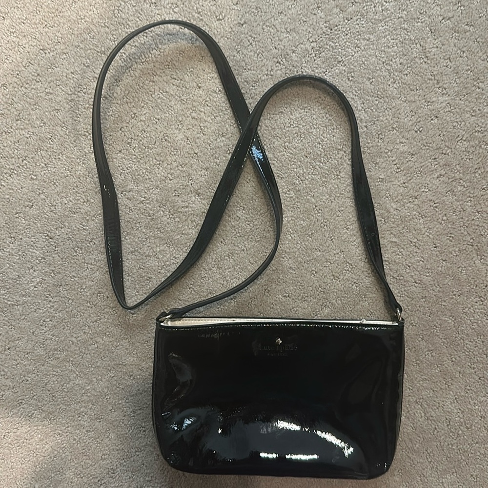 Small black Kate Spade patent leather crossbody